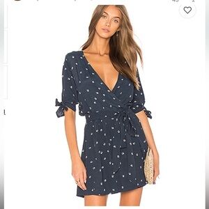 Faithful the brand Oslo wrap dress Estella floral print sleeve ties bow